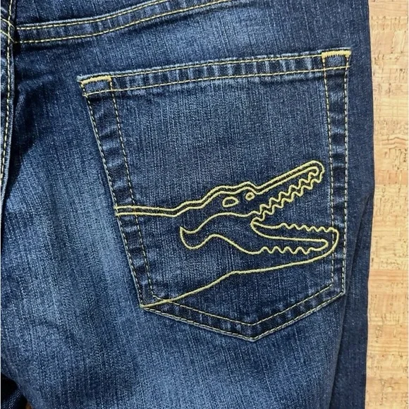 Lacoste Blue Boot Cut Jeans with Gold Stitching - Picture 2 of 7